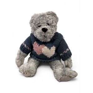 Boyds Bears Floyd The Archive Series 1999 Grey Teddy Bear Blue Heart Sweater